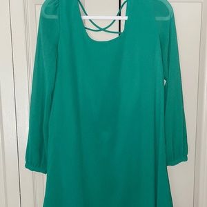 Emerald green, long sleeve dress